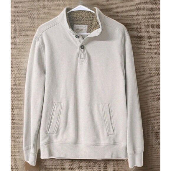 G.H. Bass Sweater Henley Tan Pullover Fleece Men's Size Large - Picture 1 of 6